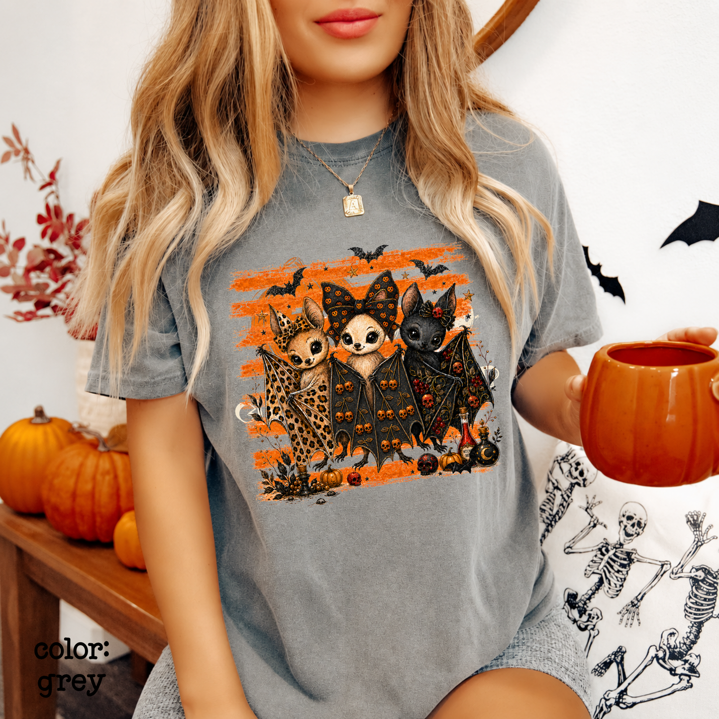 Close-up of spooky season bat Halloween shirt design