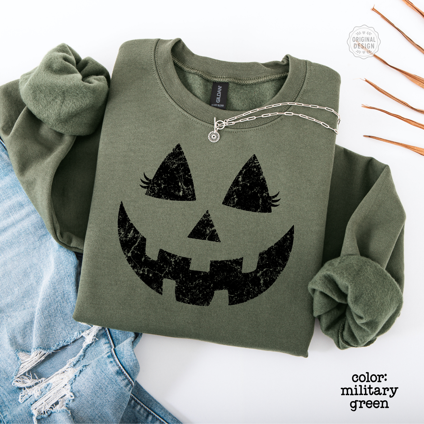 Retro Pumpkin Face Cozy Halloween Sweatshirt