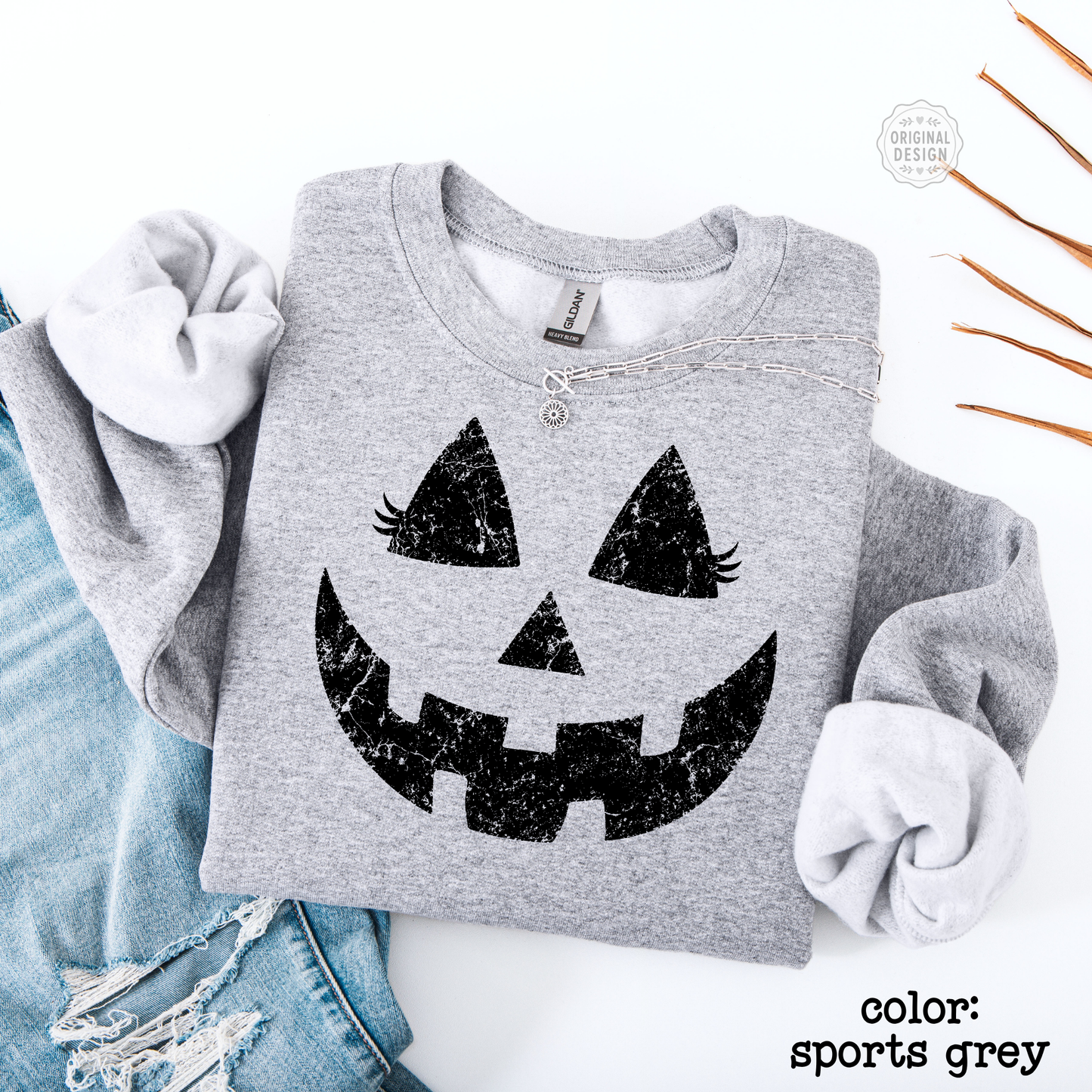Retro Pumpkin Face Cozy Halloween Sweatshirt