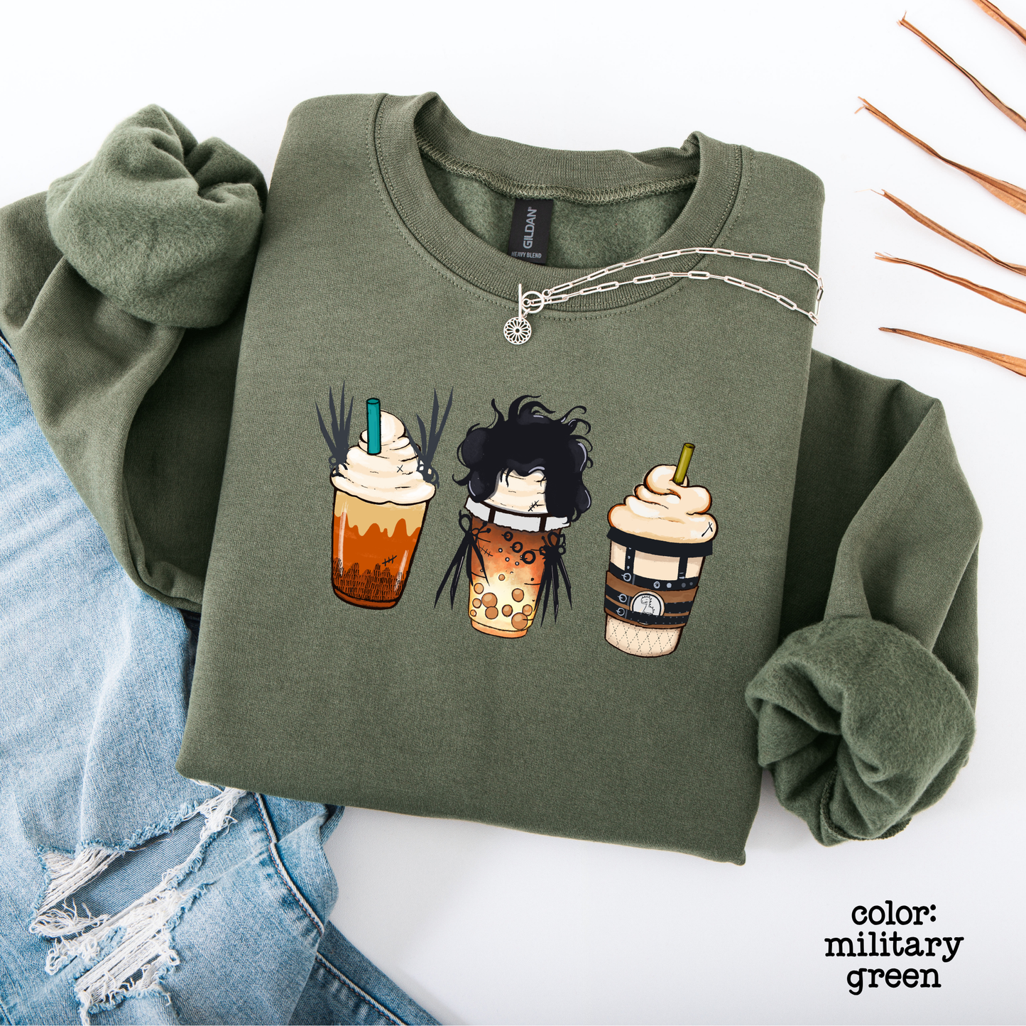Halloween Skeleton Coffee Cup Sweatshirt