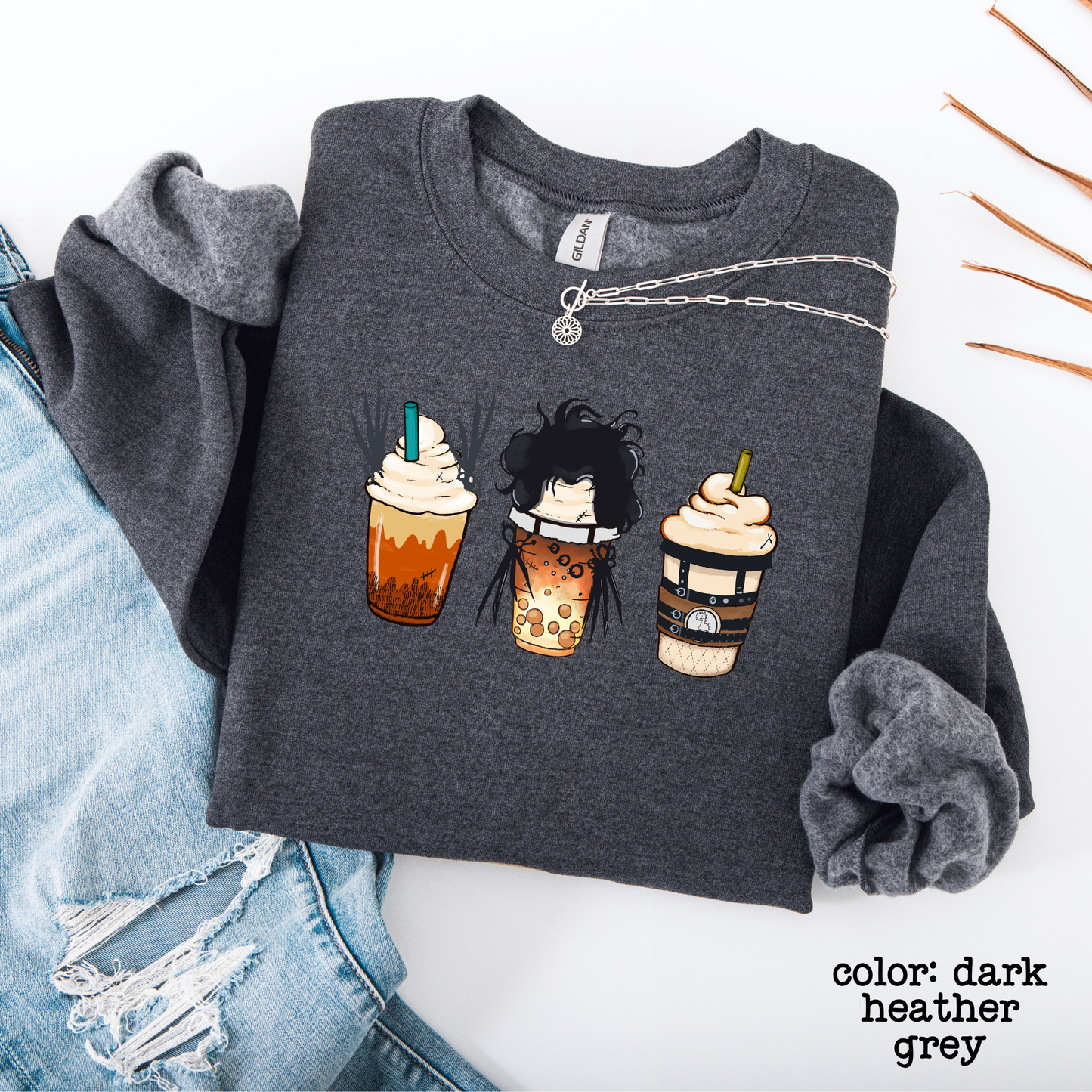 Halloween Skeleton Coffee Cup Sweatshirt