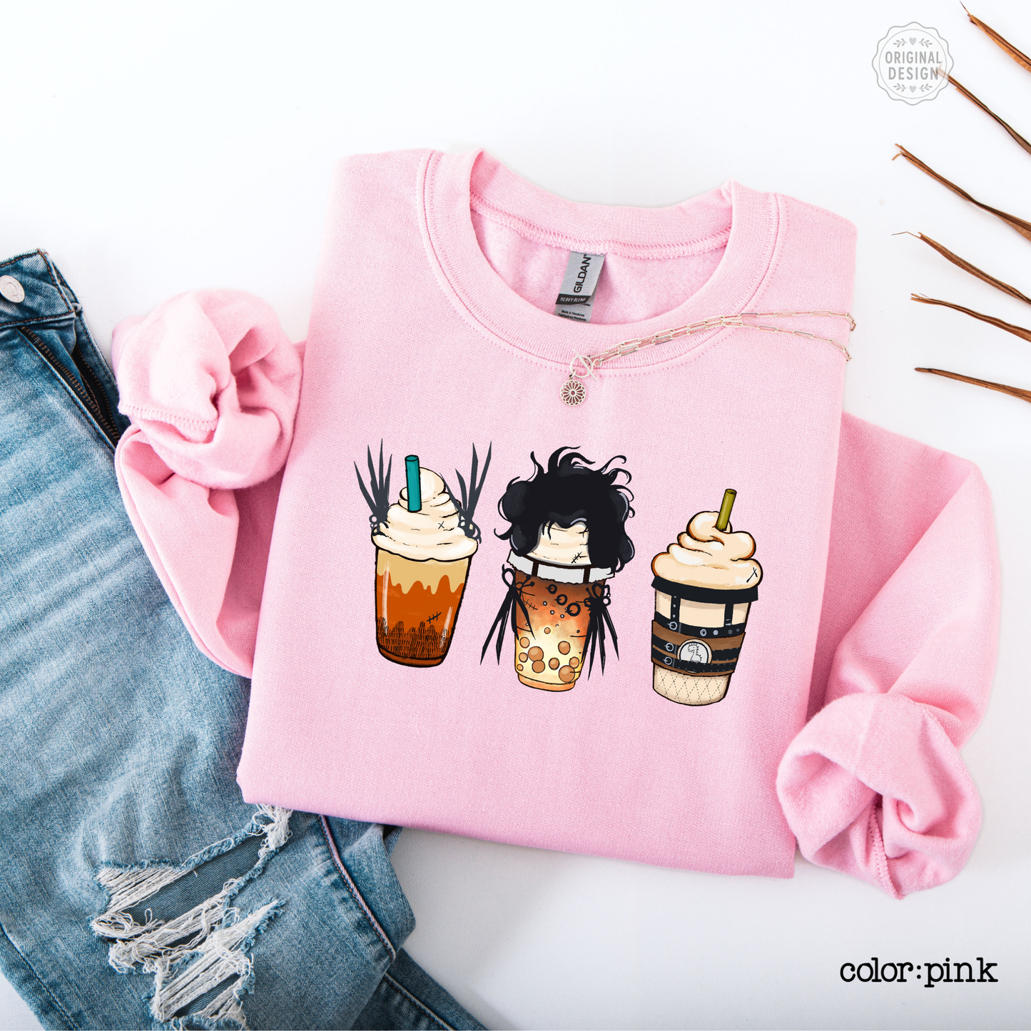 Halloween Skeleton Coffee Cup Sweatshirt